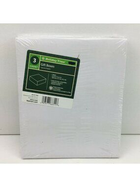 Holiday Time 3-Count White Gift Boxes 8.25" x 7" x 4" Recycled Paper Hats DVDs